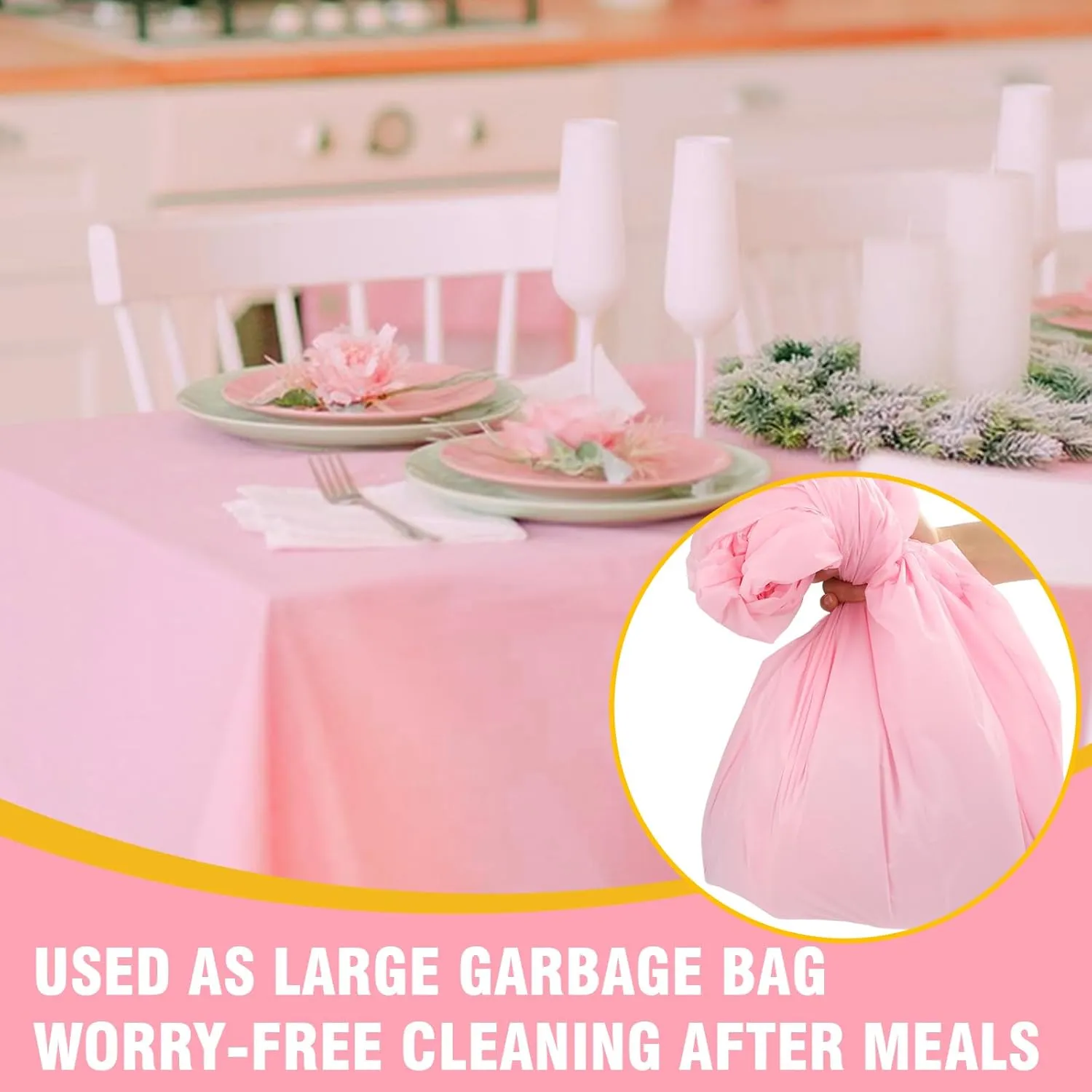 40 Pack Pink Plastic Table Cloths Disposable，54 x 108 Inches Plastic Table Cover for Rectangle Tables，Disposable Tablecloth for Dinning，Parties，BBQ，Wedding，Outdoor