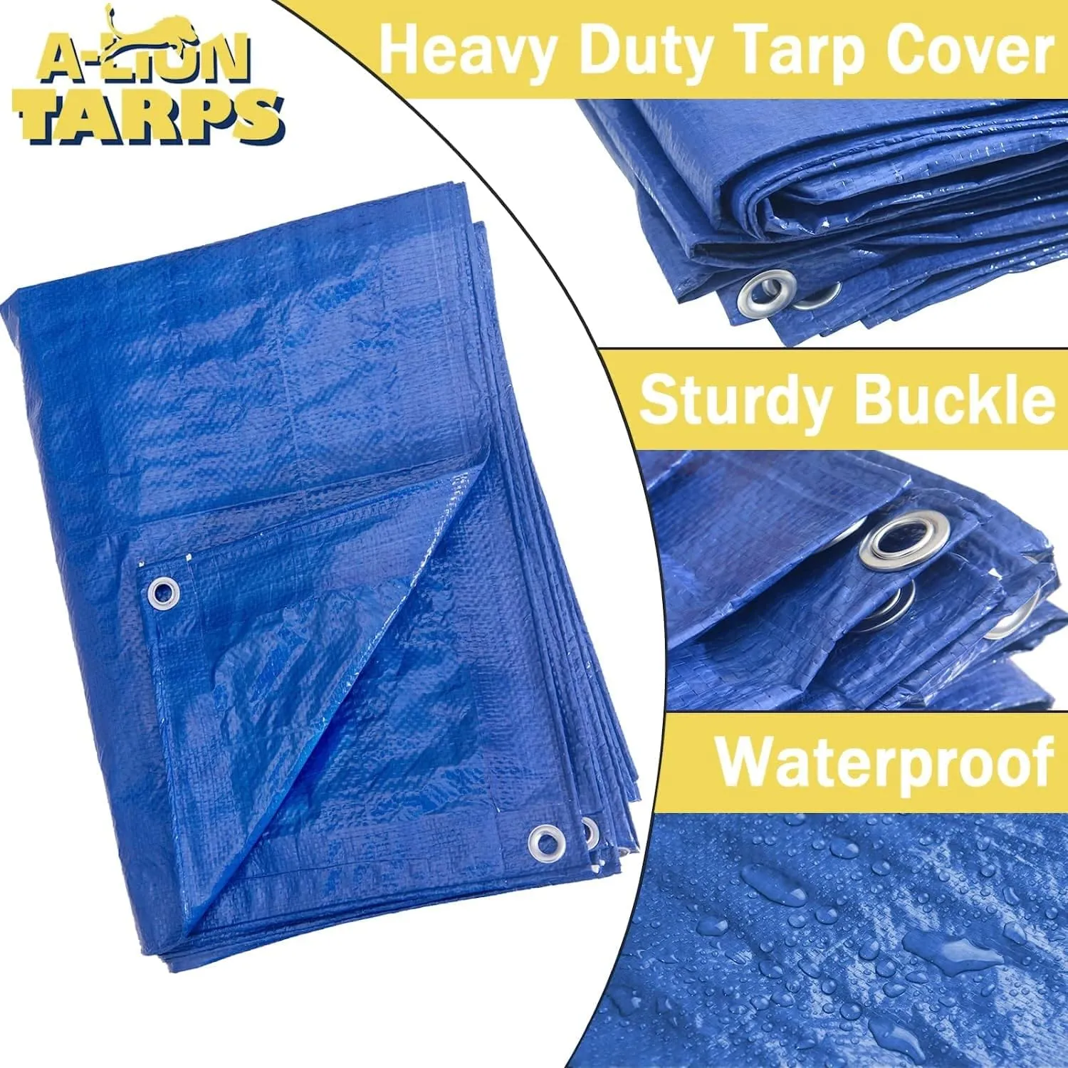 40x60 Stander Duty 6 Mil Tarp Cover, Waterproof, UV Resistant, Rip and Tear Proof, Poly Tarpaulin with Reinforced Edges for Roof, Camping, Patio, Pool Cover, Boat, Blue