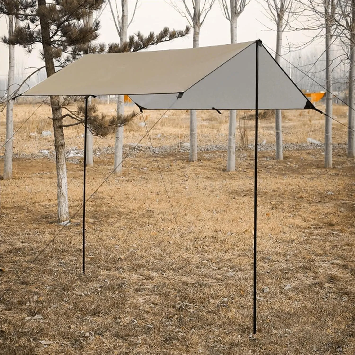 4m Width Camp Awning with Poles Waterproof UV Protection Sun Shade Outdoor Camping Hiking Backpacking Fishing Tarp for Outdoors, Picnic