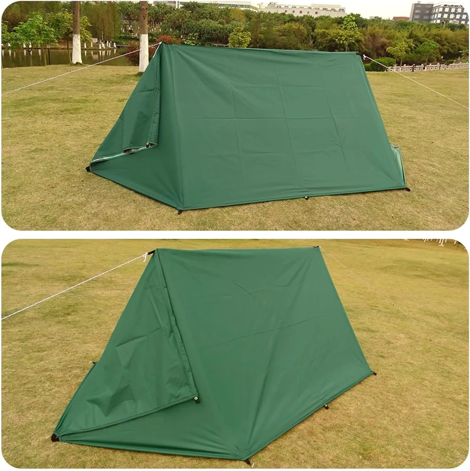 4x4m 4x3m 3x3m 19 Hang Points Tent Tarp Survival Sun Shelter Shade Canopy Outdoor Backpacking Waterproof Camping Awning Sunshade for Outdoors, Picnic(3x3.0m Green)