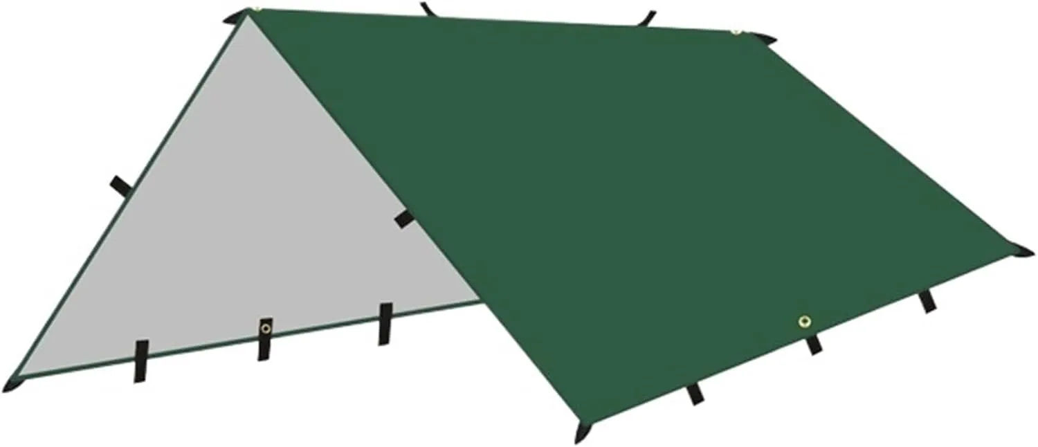4x4m 4x3m 3x3m 19 Hang Points Tent Tarp Survival Sun Shelter Shade Canopy Outdoor Backpacking Waterproof Camping Awning Sunshade for Outdoors, Picnic(3x3.0m Green)