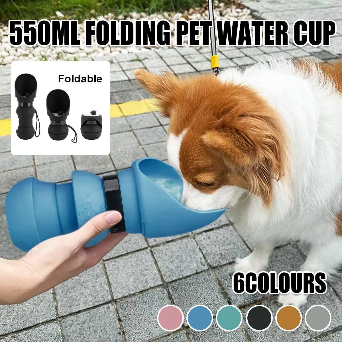 550ml Portable Dog Water Bottle Pet Travel Kettle Foldable Outdoor Drinking Cup