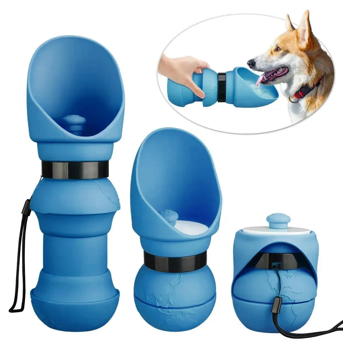 550ml Portable Dog Water Bottle Pet Travel Kettle Foldable Outdoor Drinking Cup