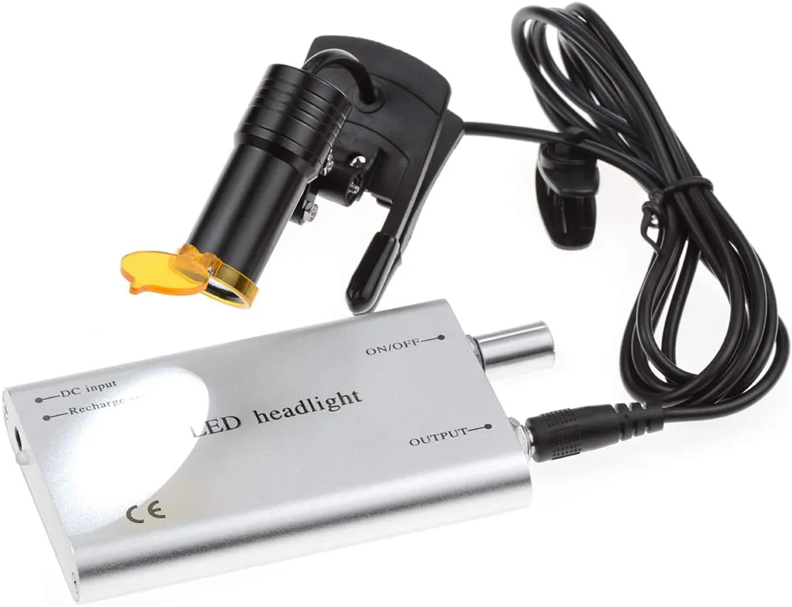 5W Adjustable Metal Headlamp Plastic Clip Filter for Loupes Lab Magnifier Magnification Binocular (Silver)