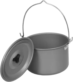 6-8 Person Large Capacity Camping Pot Outdoor Cooking Pot Lid for Camping Hiking Bbq Picnic