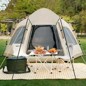 6-8 Person Waterproof Pop-Up Camping Tent with Removable Rainfly & Carry Bag for Outdoor Adventures