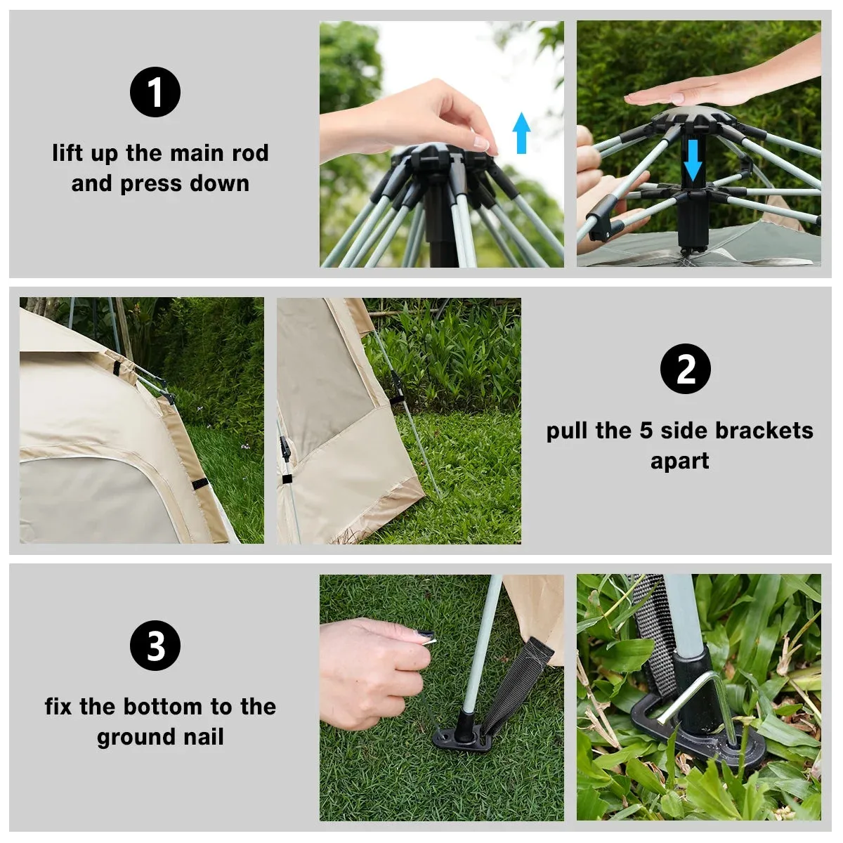 6-8 Person Waterproof Pop-Up Camping Tent with Removable Rainfly & Carry Bag for Outdoor Adventures