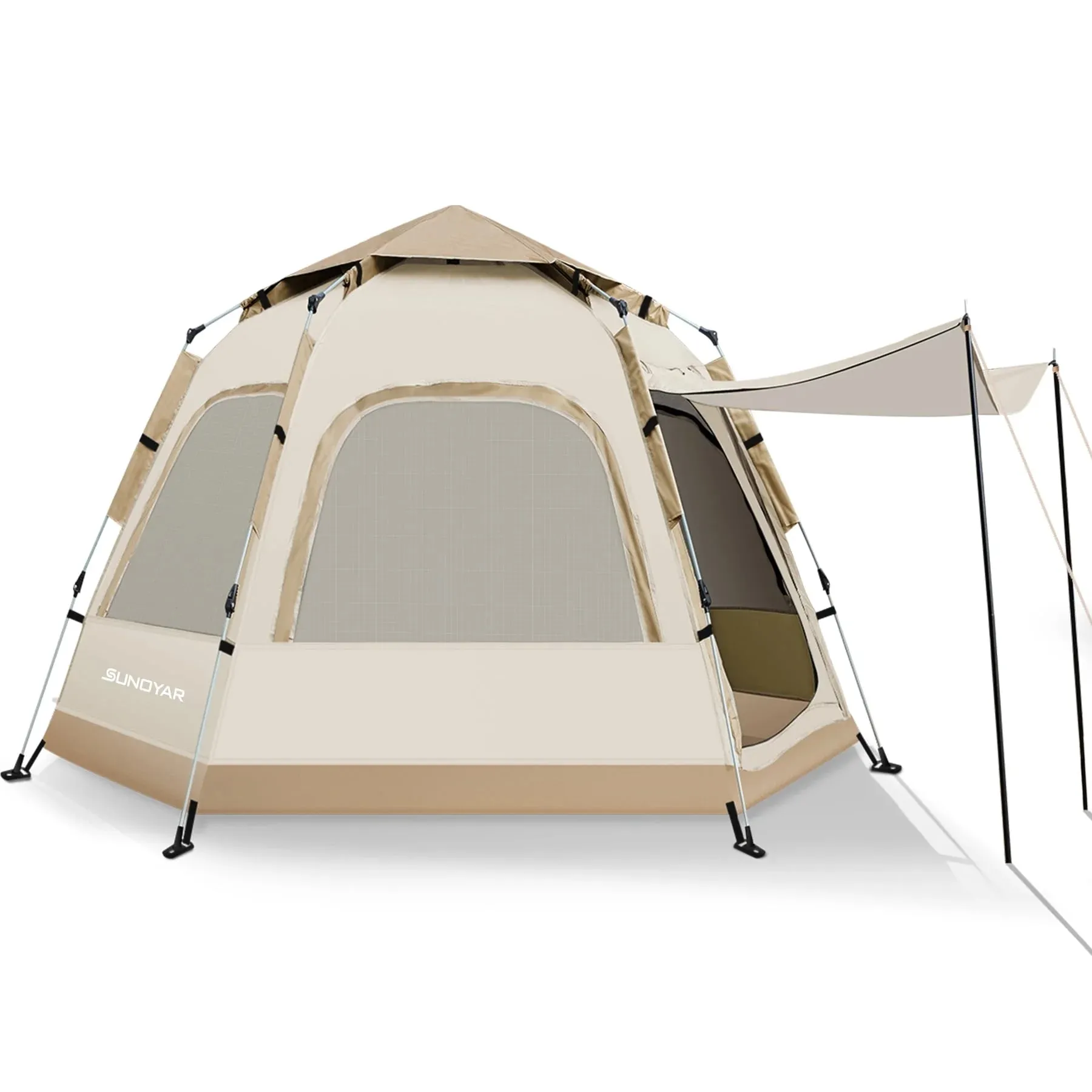 6-8 Person Waterproof Pop-Up Camping Tent with Removable Rainfly & Carry Bag for Outdoor Adventures