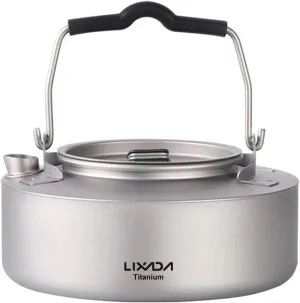 600ml / 1000ml Titanium Tea Pot Kettle Lightweight Camping Tea Kettle Coffee Pot for Home Kitchen and Outdoor Activities