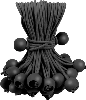 60PCS 4inch Black Ball Bungee Cords, Heavy Duty Outdoor Bungee Cord with Balls, Tarp Tie Down Bungee Balls for Shelter, Camping, Cargo,Tent Poles UV Resistant