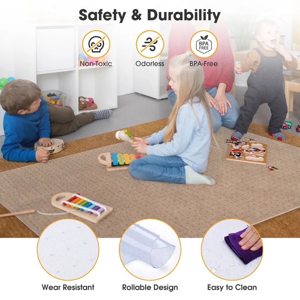 60" x 46" Studded Chair Mat for Low Pile Carpet - 1/8" Thick