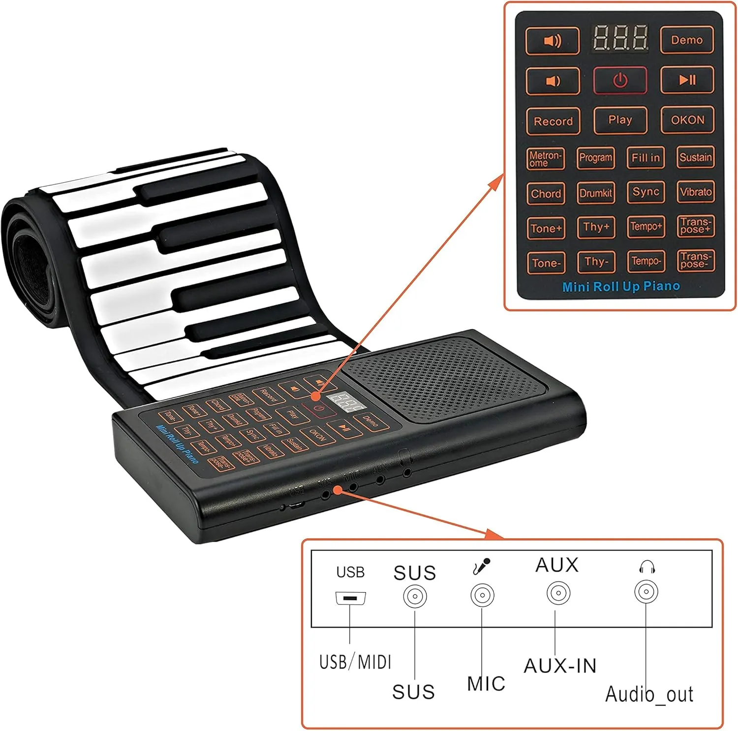 61 Keys Roll Up Piano Keyboard, Portable Piano With Storage Bag, Foldable Keyboard Travel Piano for Kids and Adult