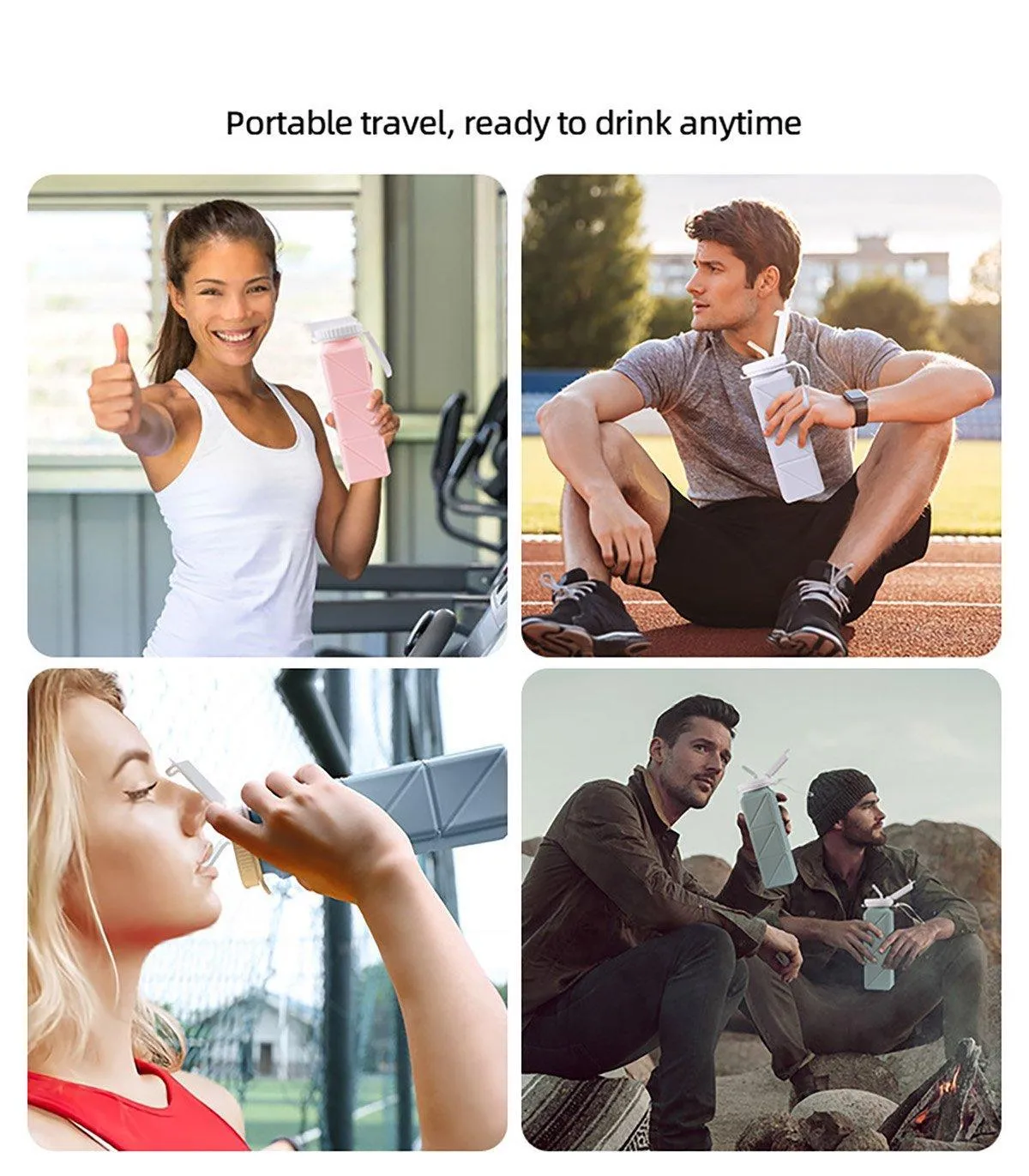 620ml Silicone Folding Water Bottle Food Grade Outdoor Sports Kettle High Temp