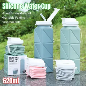 620ml Silicone Folding Water Bottle Food Grade Outdoor Sports Kettle High Temp