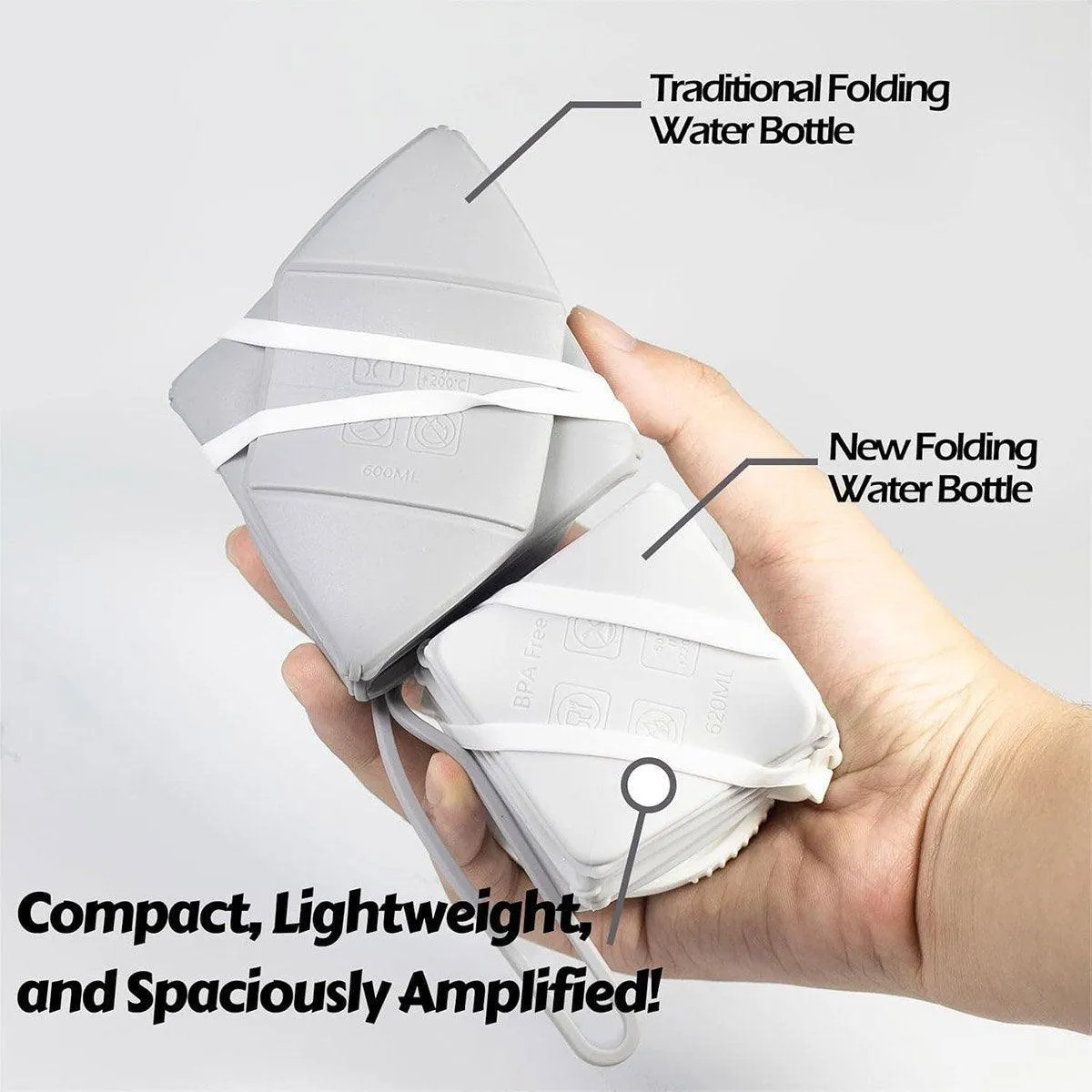 620ml Silicone Folding Water Bottle Food Grade Outdoor Sports Kettle High Temp