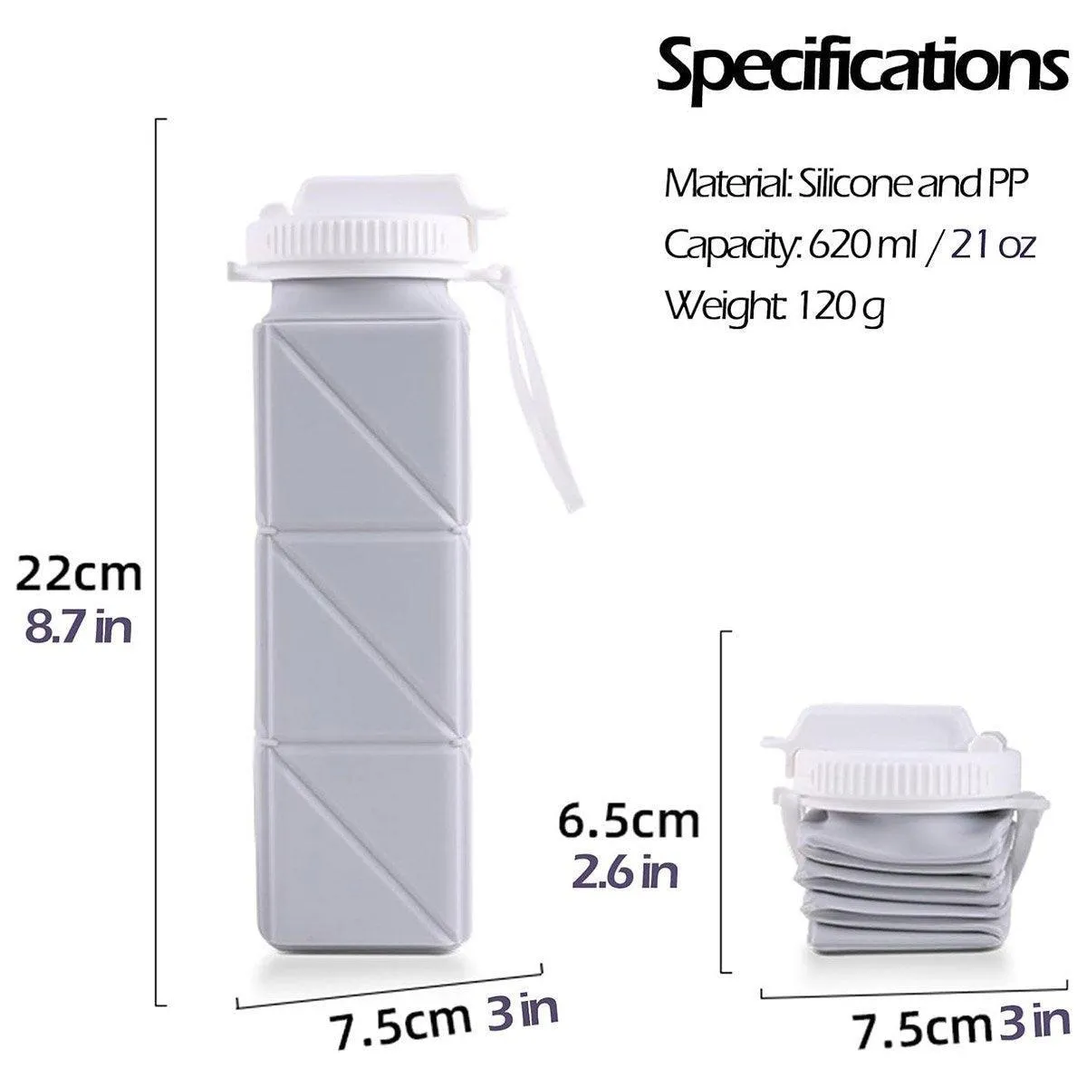 620ml Silicone Folding Water Bottle Food Grade Outdoor Sports Kettle High Temp