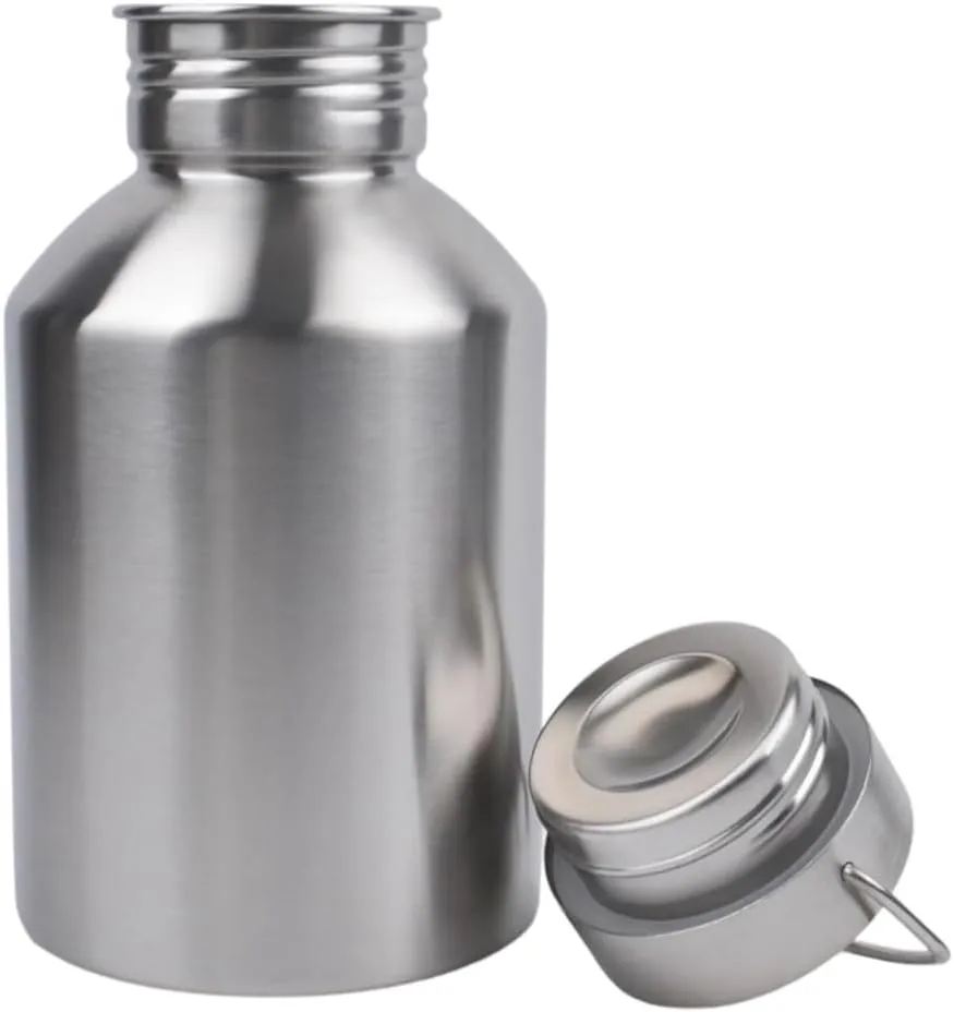 68OZ Stainless Steel Water Bottle with Handle Big Water Bottle for Men Single Wall Thickened Metal Bottle,Leak Proof and Anti Drop Large Capacity Hot Water Kettle for Sports,Camping&Hiking