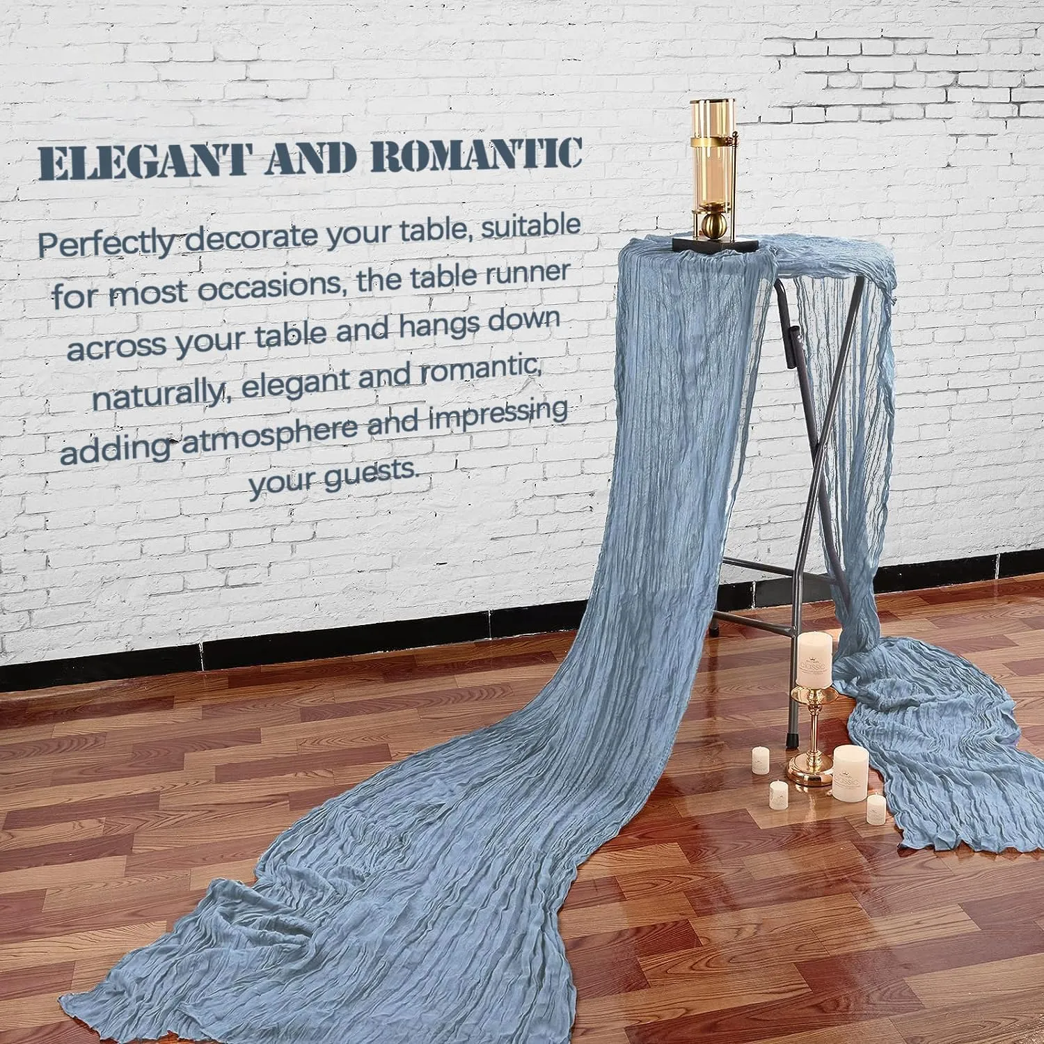 6Pack Dusty Blue Cheesecloth Table Runner 10Ft 35x120 Inch Boho Gauze Table Runner Rustic Cheese Cloth Long Table Runner for Wedding Baby Bridal Shower Birthday Party Decorations