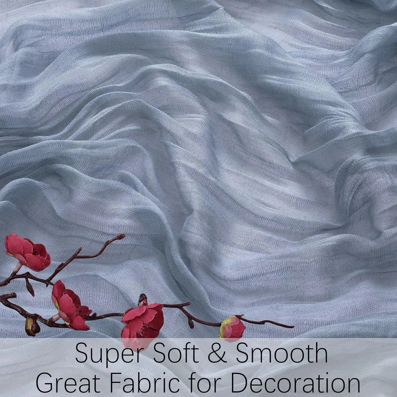6Pack Dusty Blue Cheesecloth Table Runner 10Ft 35x120 Inch Boho Gauze Table Runner Rustic Cheese Cloth Long Table Runner for Wedding Baby Bridal Shower Birthday Party Decorations