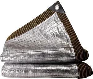 75% Shade Cloth Sun Shade Net Sunblock Mesh Tarp Sun Shade Sail Aluminum Foil for Garden Plants Cover Greenhouse and Patio UV Block Windblock Plant Shade(5.0x7.0 m/16.4x23 ft)