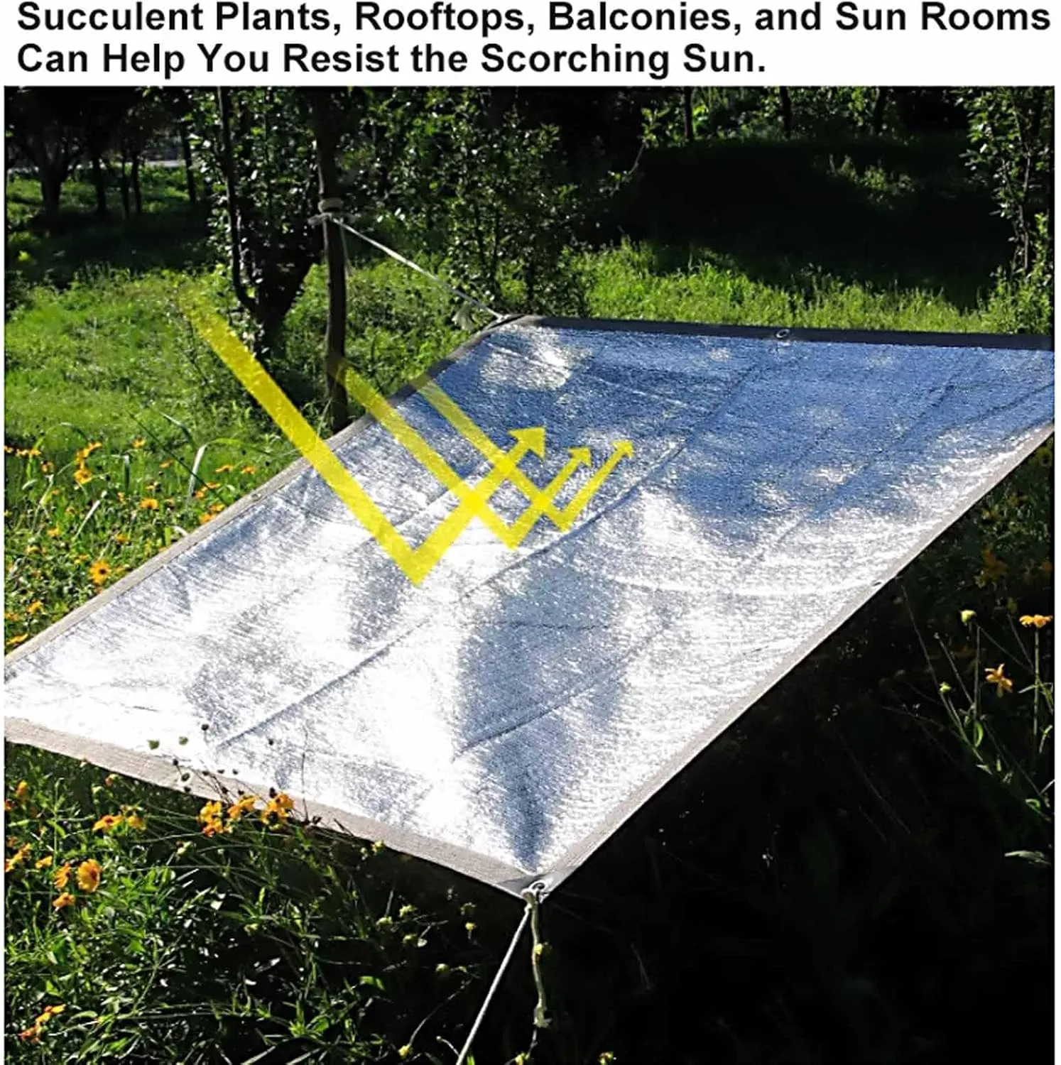 75% Shade Cloth Sun Shade Net Sunblock Mesh Tarp Sun Shade Sail Aluminum Foil for Garden Plants Cover Greenhouse and Patio UV Block Windblock Plant Shade(5.0x7.0 m/16.4x23 ft)