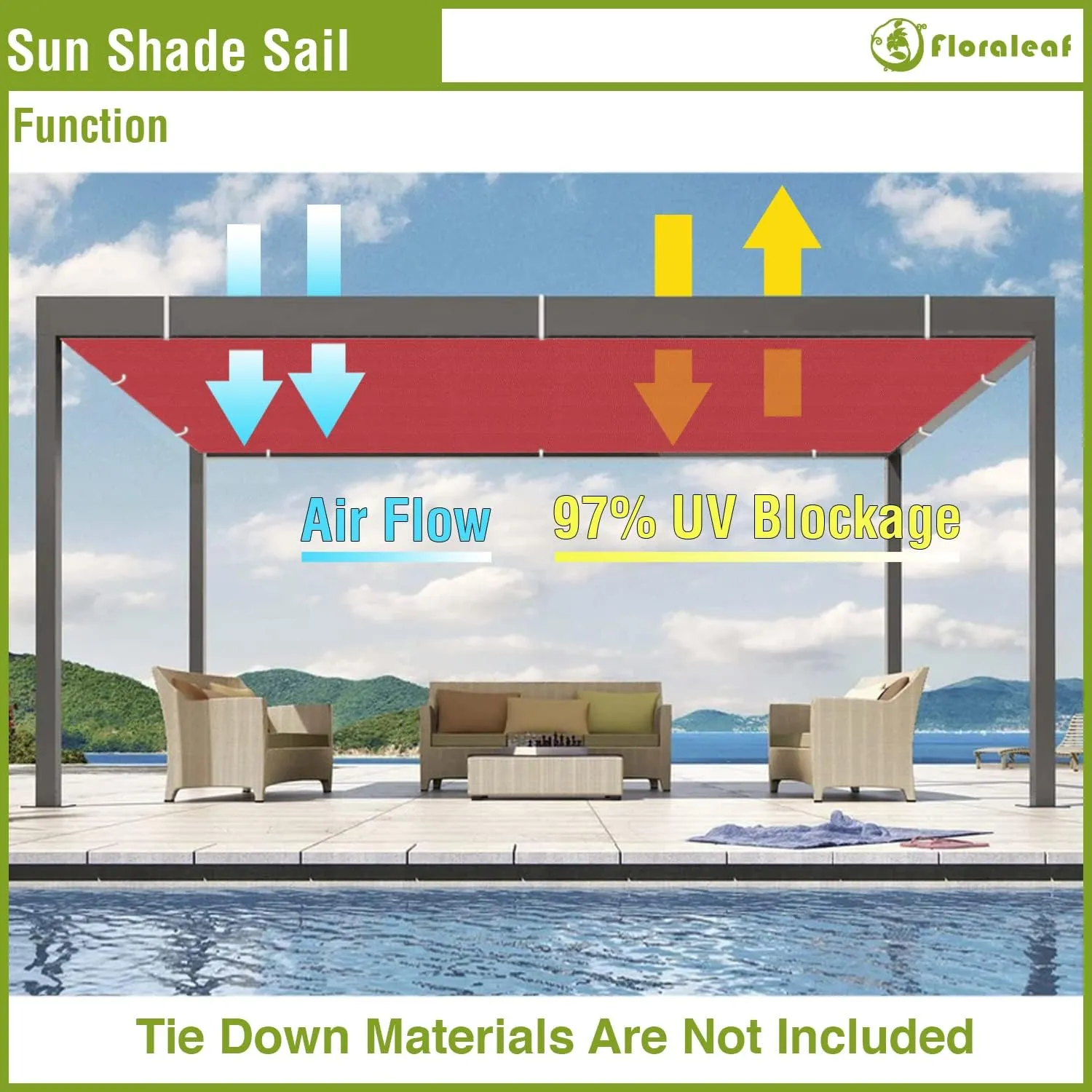 7'x9' Waterproof Sun Shade Sail Canopy Rectangle Sail Awning Tarp UV Shelter for Outdoor Patio Backyard - Custom Red Color