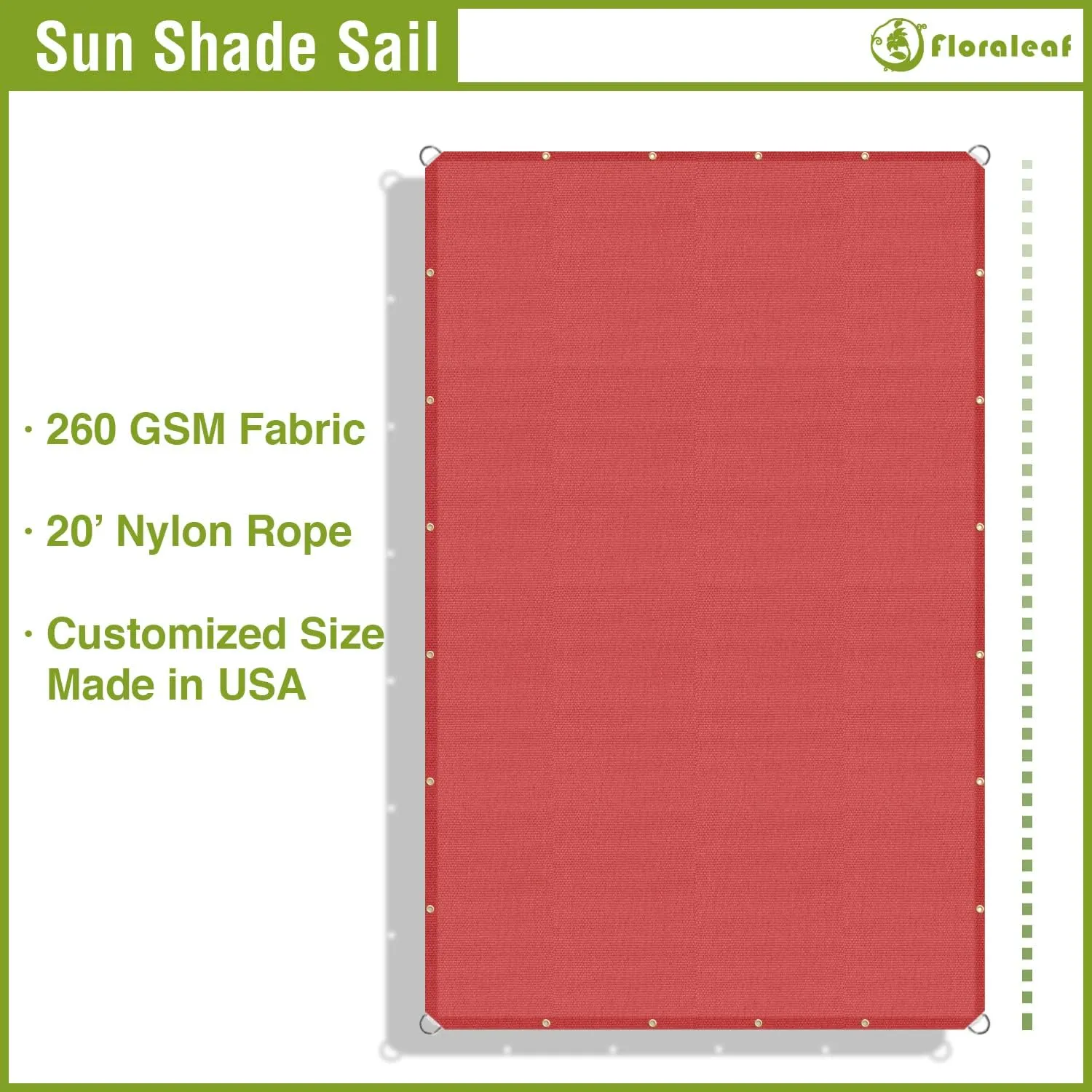 7'x9' Waterproof Sun Shade Sail Canopy Rectangle Sail Awning Tarp UV Shelter for Outdoor Patio Backyard - Custom Red Color