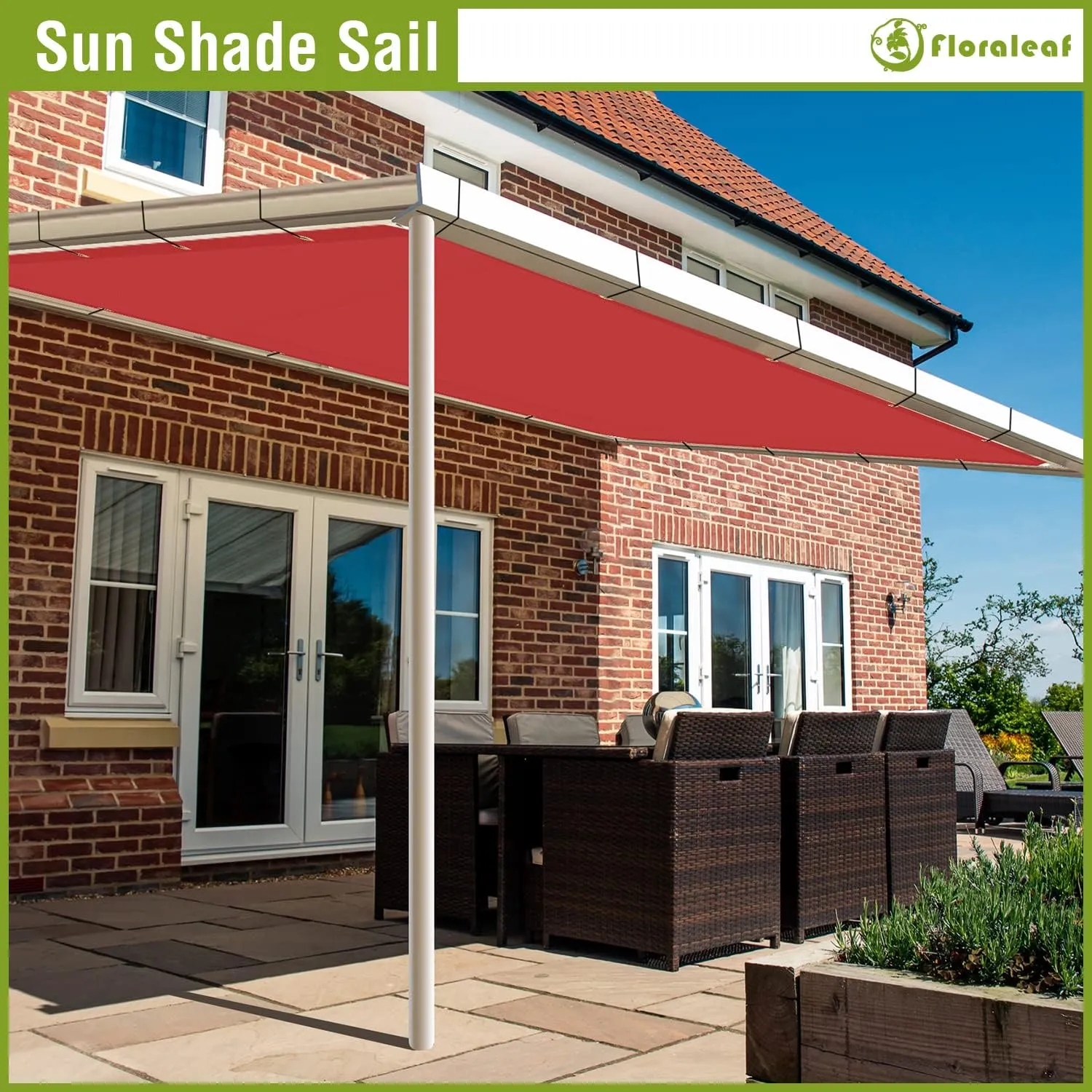 7'x9' Waterproof Sun Shade Sail Canopy Rectangle Sail Awning Tarp UV Shelter for Outdoor Patio Backyard - Custom Red Color