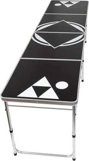 8' Beer Pong Table - Lightweight & Portable with Carrying Handles by Red Cup Pong (Black)