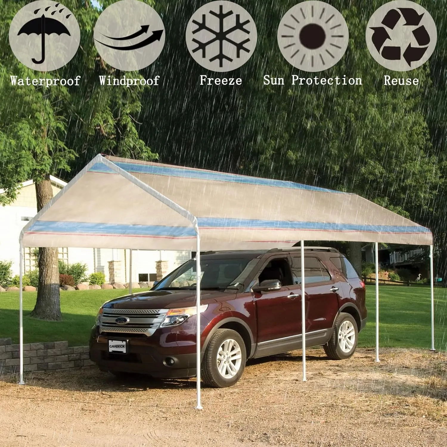 8' x 10' Tarps Heavy Duty Waterproof 14Mil, Small Large Tarps with Grommets and Reinforced Edges, 100% UV Blocking Tear Resistance Plastic PE Tarp Roof Camping Patio Pool Boat
