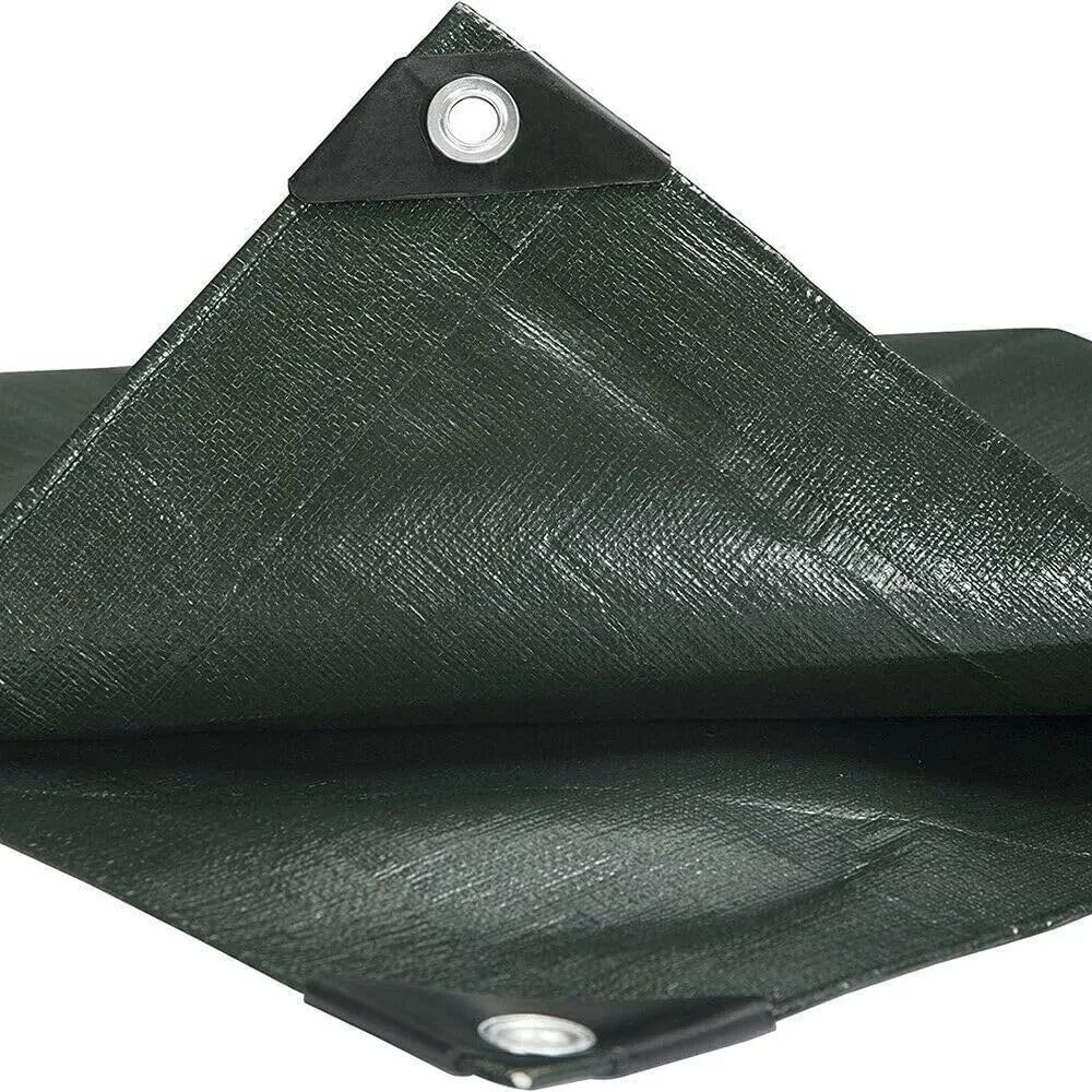 8'x 30' Tarps Heavy Duty Thick Waterproof, Poly Canopy Green Tent Shelter Cover, 5 Mil Tarpaulin Shade, Rip and Tear Proof, UV Resistant Tarpaulin with Grommets and Reinforced Edges