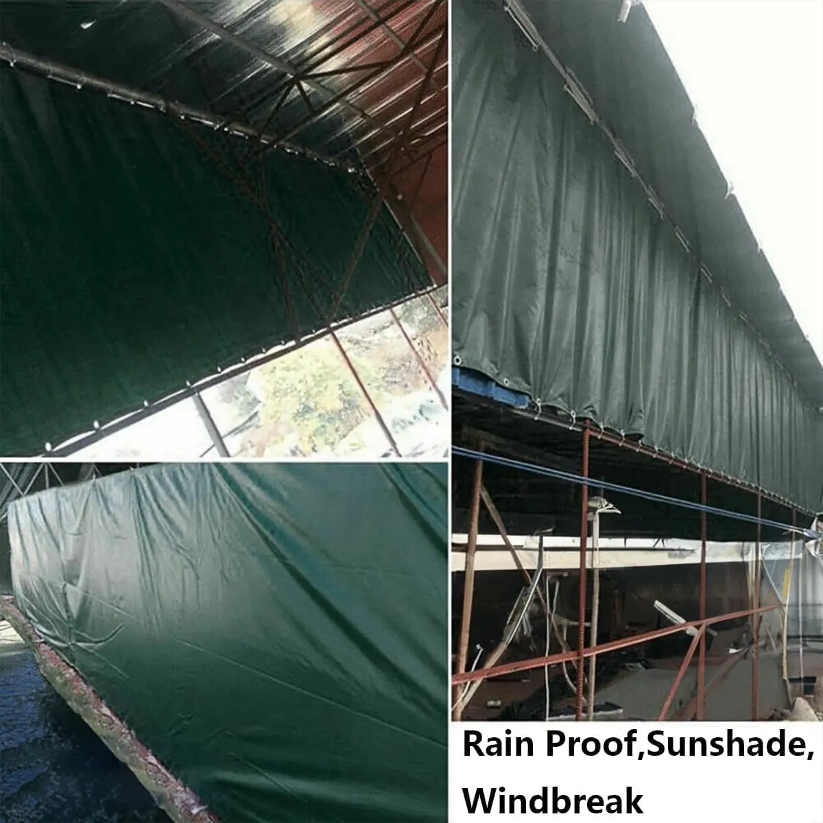 8'x 30' Tarps Heavy Duty Thick Waterproof, Poly Canopy Green Tent Shelter Cover, 5 Mil Tarpaulin Shade, Rip and Tear Proof, UV Resistant Tarpaulin with Grommets and Reinforced Edges
