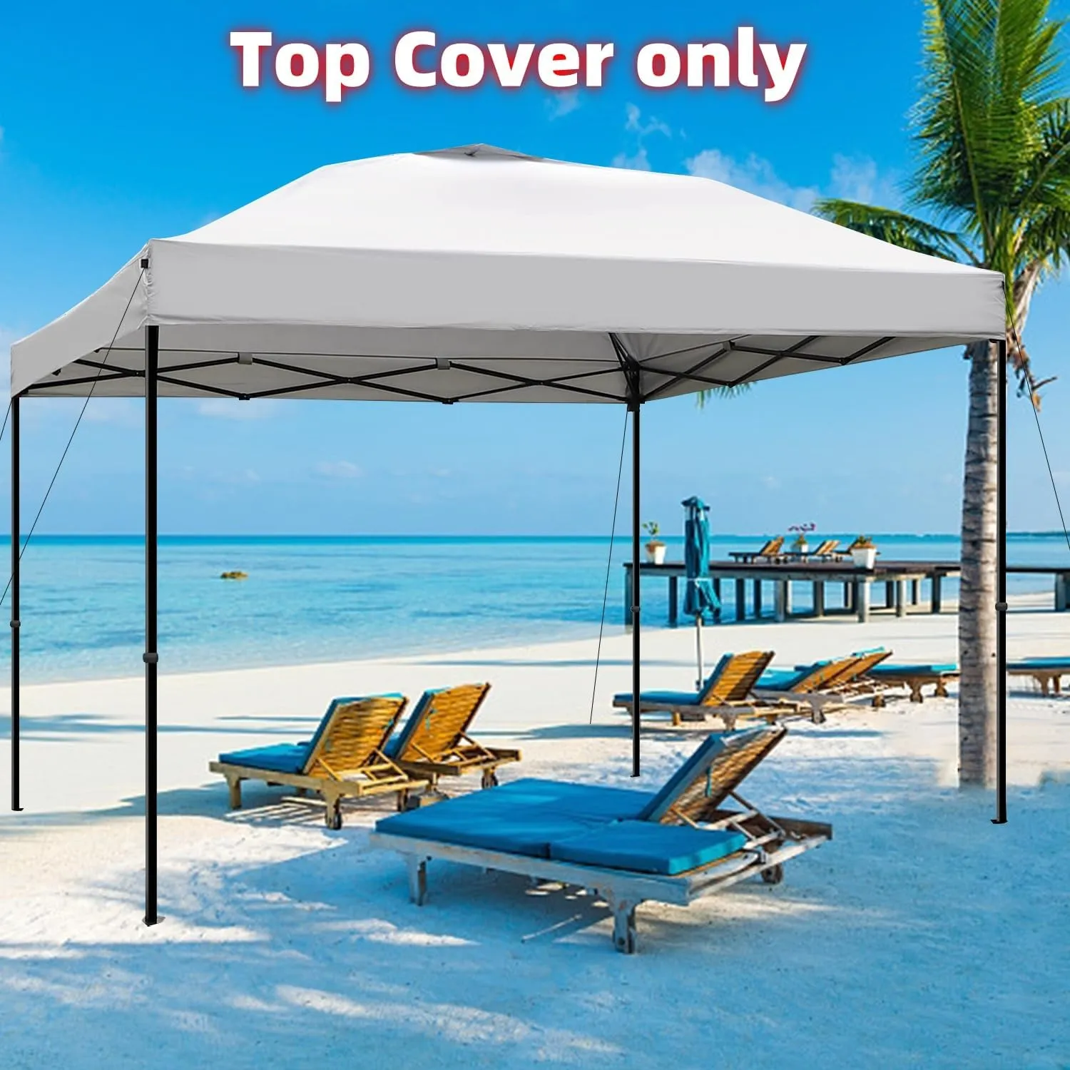 8x8 Canopy Replacement Top Cover,Waterproof Pop Up Canopy Replacement Cover with Air Vent Ropes for Outdoor Garden Patio Picnic Camping,Top Only(Top Only,245 * 245cm