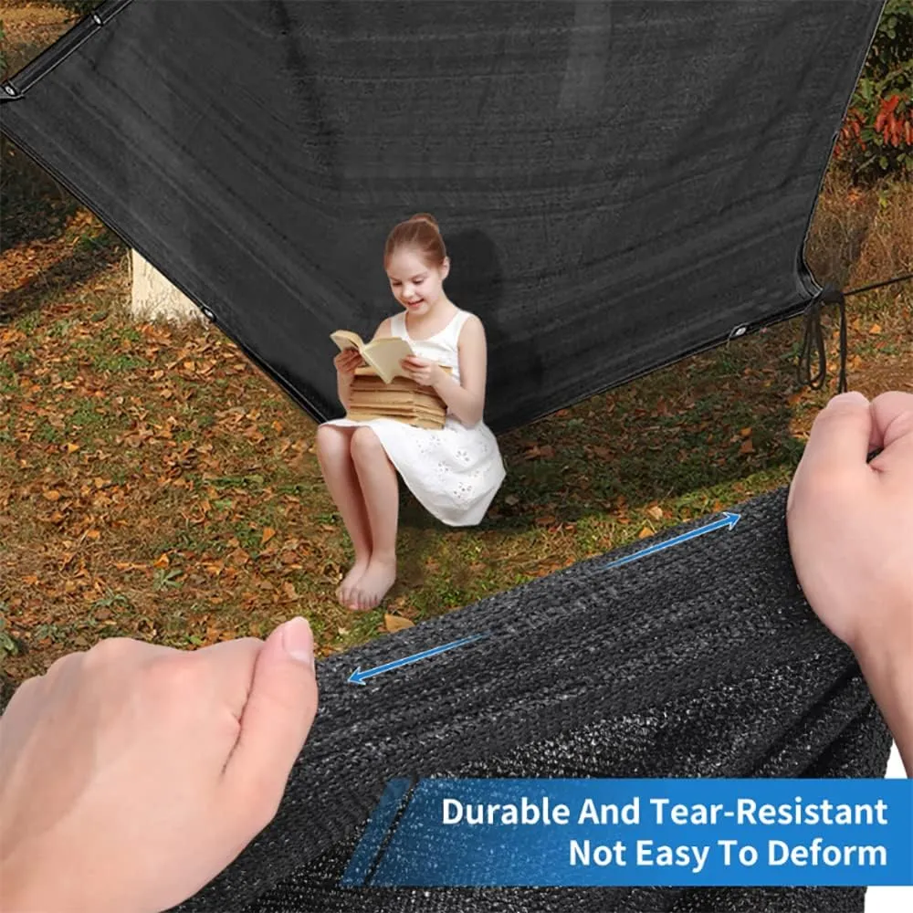 90% Black Sunblock Shade Cloth, UV Resistant Sun Shade Canopy with Grommets, 10 ft x 10 ft Outdoor Shade Mesh Cover Tarp for Garden, Greenhouse, Pergola, Backyard, Patio, Flowers Plants