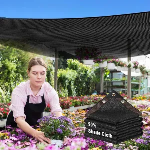 90% Shade Cloth,16x20ft Tear Resistant Sun Shade Net with Reinforced Grommet,Durable Garden Shade Tarp Cover for Greenhouse,Plant Cover, Chicken Coop,Patio and Pergola,Black