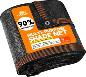 90% Shading Rate 10'x12' Black Shade Cloth,UV Resistant Durable Mesh Tarp with Grommets&Reinforced Edges, Shade Net Using for Plants Cover, Greenhouse, Dog Kennel, Patio, Chicken House