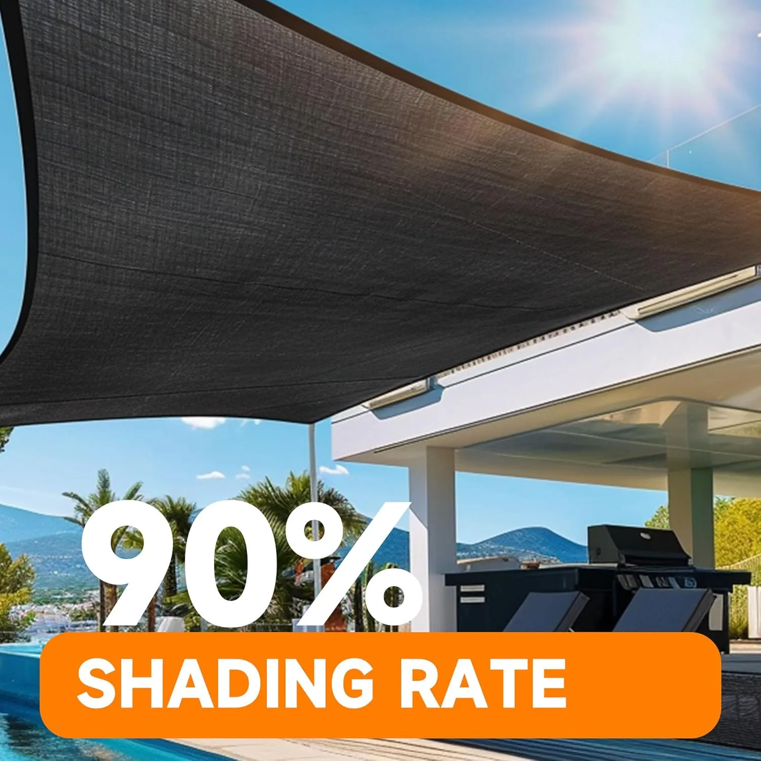 90% Shading Rate 8'x10' Black Shade Cloth,UV Resistant Durable Mesh Tarp with Grommets&Reinforced Edges, Shade Net Using for Plants Cover, Greenhouse, Dog Kennel, Patio, Chicken House