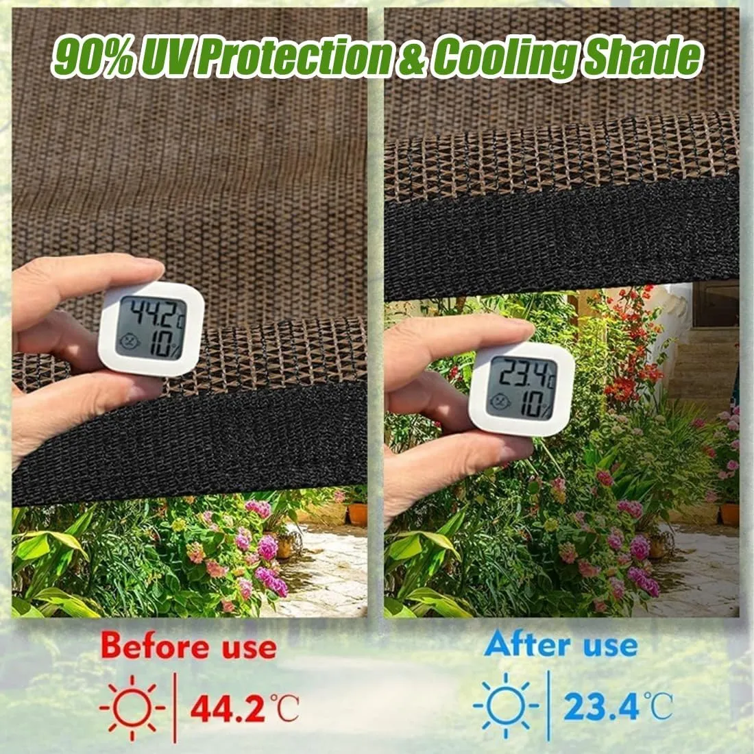 90% Sun Shade Cloth with Grommets – Pergola Shade Cover Canopy, UV Block Mesh Tarp Sun Screen for Outdoor Patio, Garden, Backyard, Pergola Covers, Roll Down Sun Shades (10' X 10')