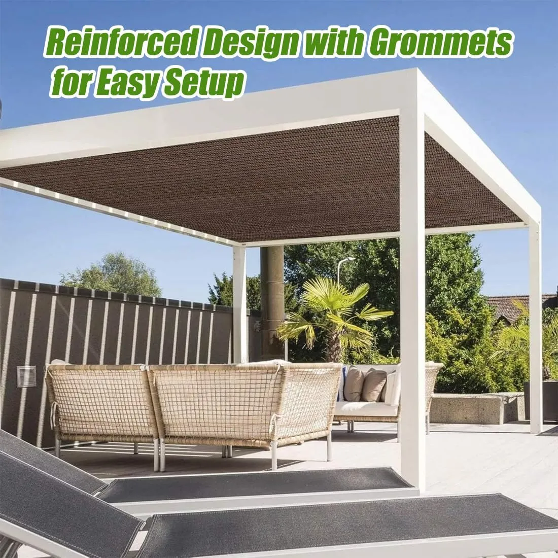90% Sun Shade Cloth with Grommets – Pergola Shade Cover Canopy, UV Block Mesh Tarp Sun Screen for Outdoor Patio, Garden, Backyard, Pergola Covers, Roll Down Sun Shades (10' X 10')