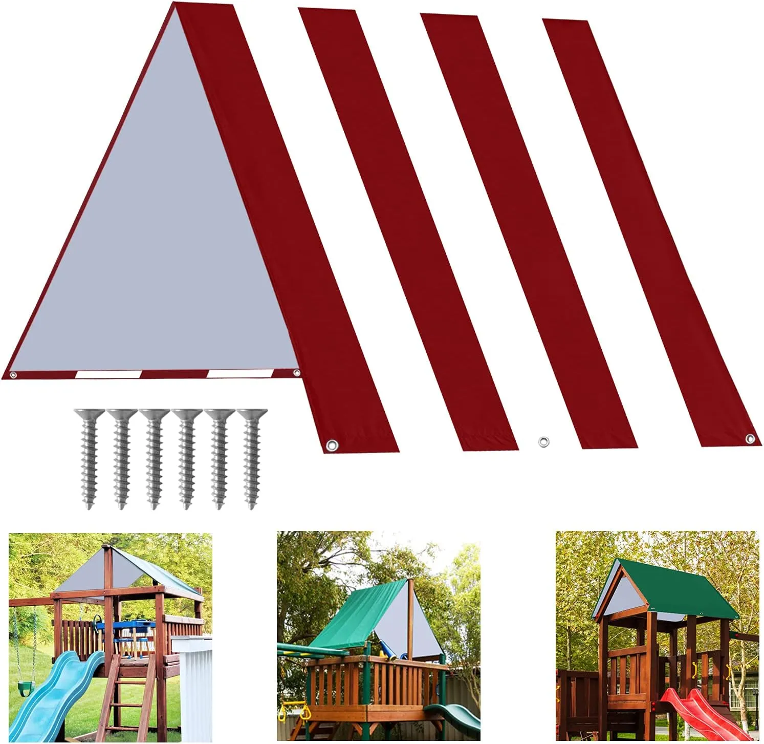 ABCCANOPY 43"X90" Swing Set Replacement Tarp for Playgrounds, Shade Screens (Burgundy/White)