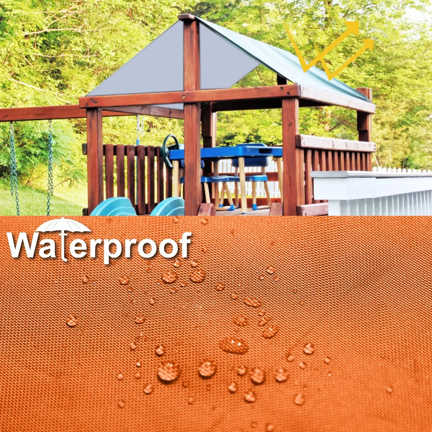 ABCCANOPY 43"X90" Swing Set Replacement Tarp for Playgrounds, Shade Screens (Orange/White)