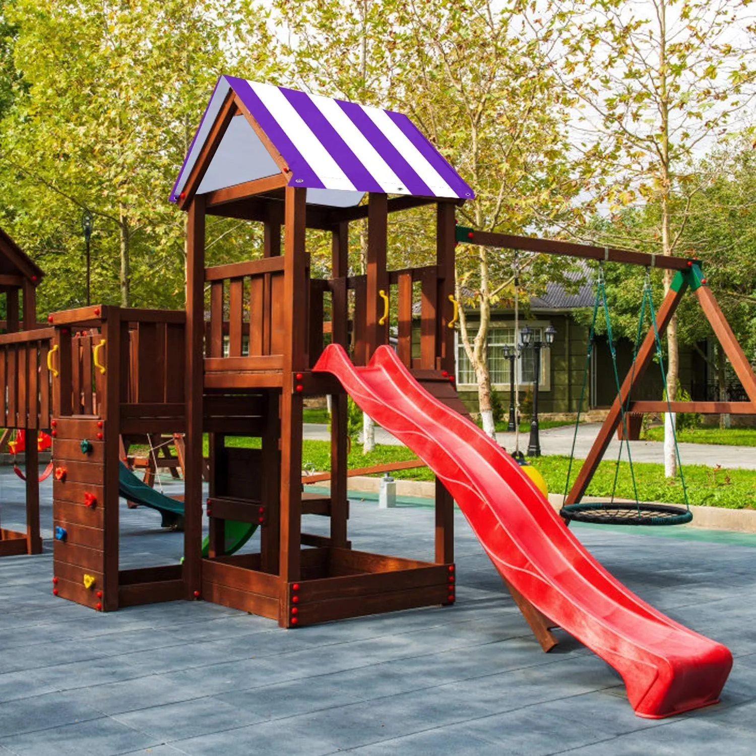 ABCCANOPY 43"X90" Swing Set Replacement Tarp for Playgrounds, Shade Screens (Purple/White)