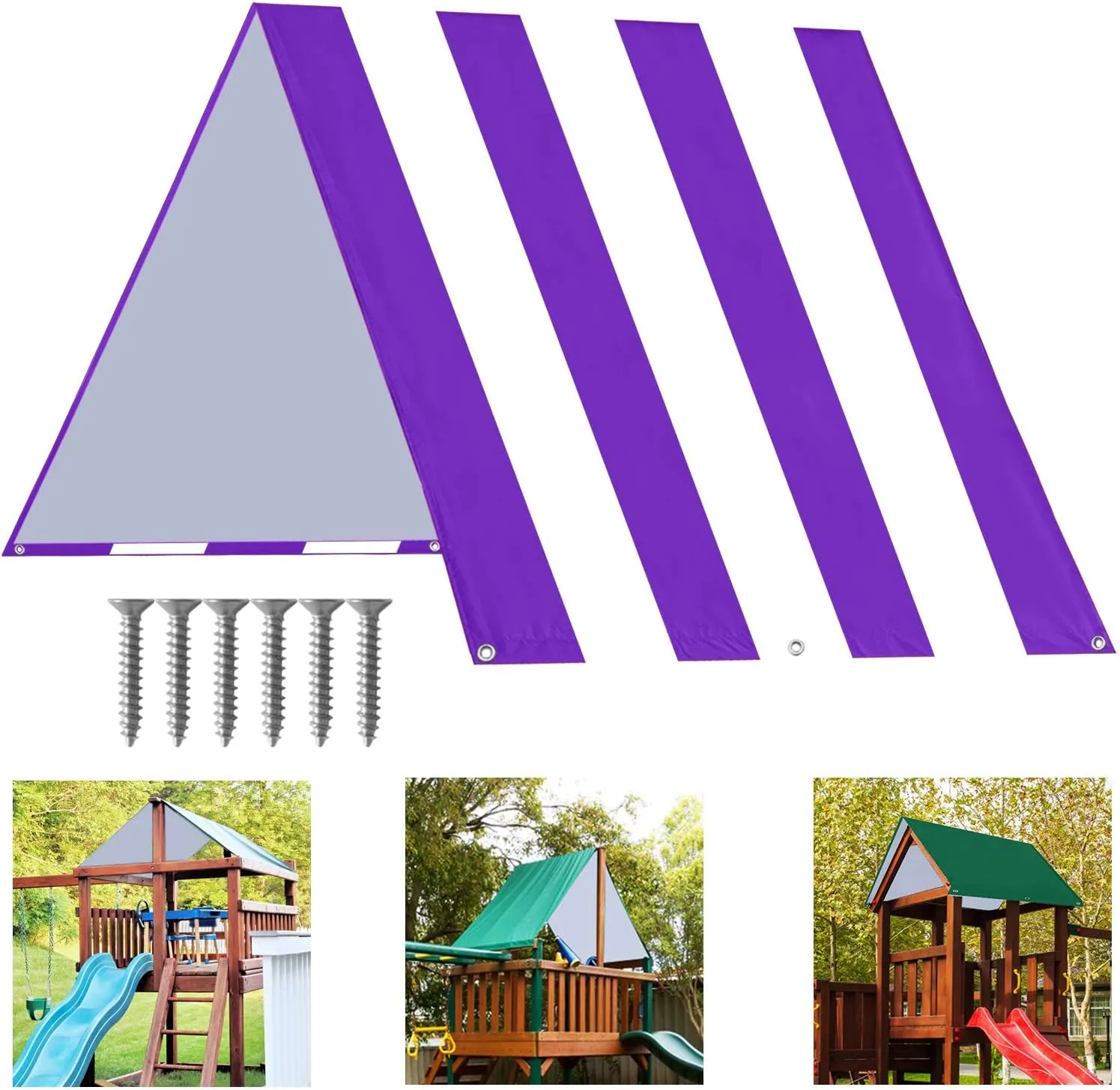 ABCCANOPY 43"X90" Swing Set Replacement Tarp for Playgrounds, Shade Screens (Purple/White)