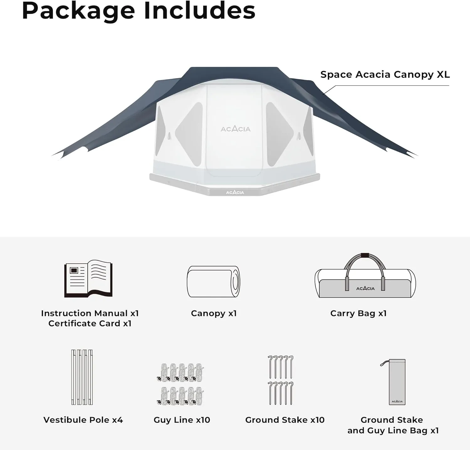 ACACIA Canopy XL for Space Acacia Camping System, PU2000 Waterproof Camping Tarp for 4 Season Camping, UPF50  Sunproof Tent Tarp with 4 Telescoping Poles, Carry Bag, Star Night