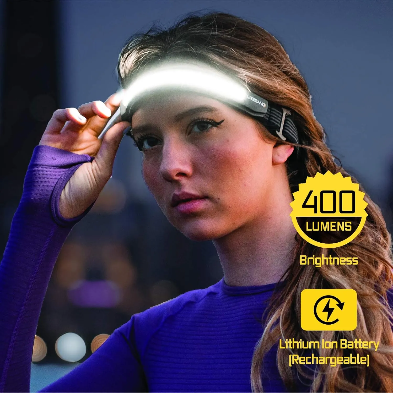 ACTIV 400 Wide-Beam LED Headlamp - 210° Illumination, 400 Lumens, Lightweight, Weatherproof, Rechargeable, USB-C, Red LED Mode - Camping, Running, Hiking, Fits Hard Hats, LBA400-L18N, Night