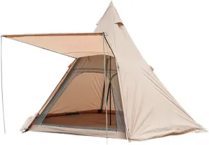 Adult Indian Teepee Tent, Pyramid Tent Double Layer 5-8 Person Camping Tent for Camping, Backpacking, Thru-Hiking and Kayaking or Canoeing, 450X390X300CM, Khaki