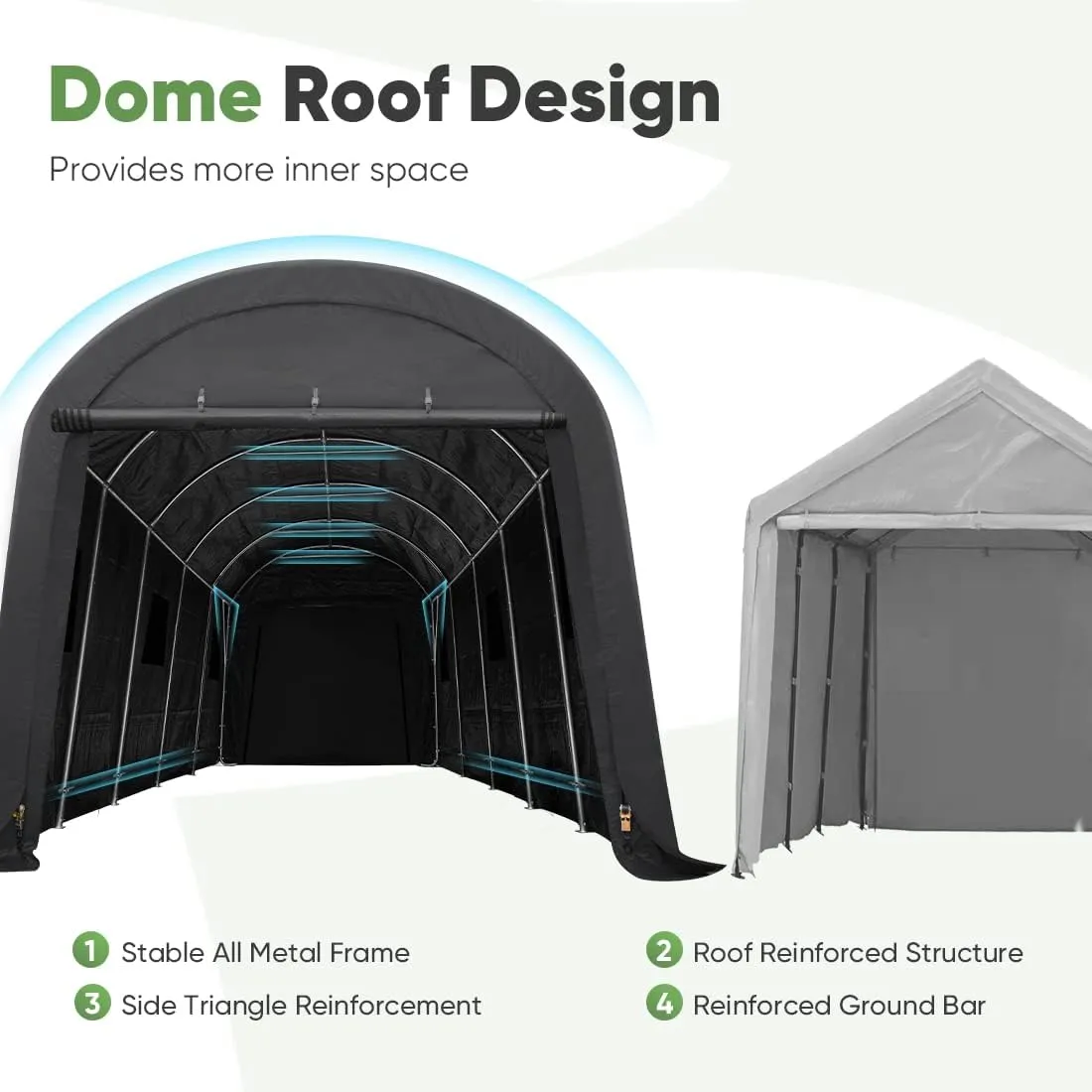 ADVANCE OUTDOOR 13x20 ft Large Space Garage Tent Carports with 2 Roll up Doors & Vents Outdoor Portable Storage Shelter for Vehicle Truck Boat Anti-UV Snow Resistant Waterproof, Gray