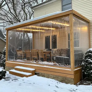 Akon Curtain Clear Deck Curtain Enclosures | Clear Vinyl with Door Access| Made to Order | Patios, Porch, Screen Rooms, Gazebos | Waterproof Tarpaulin