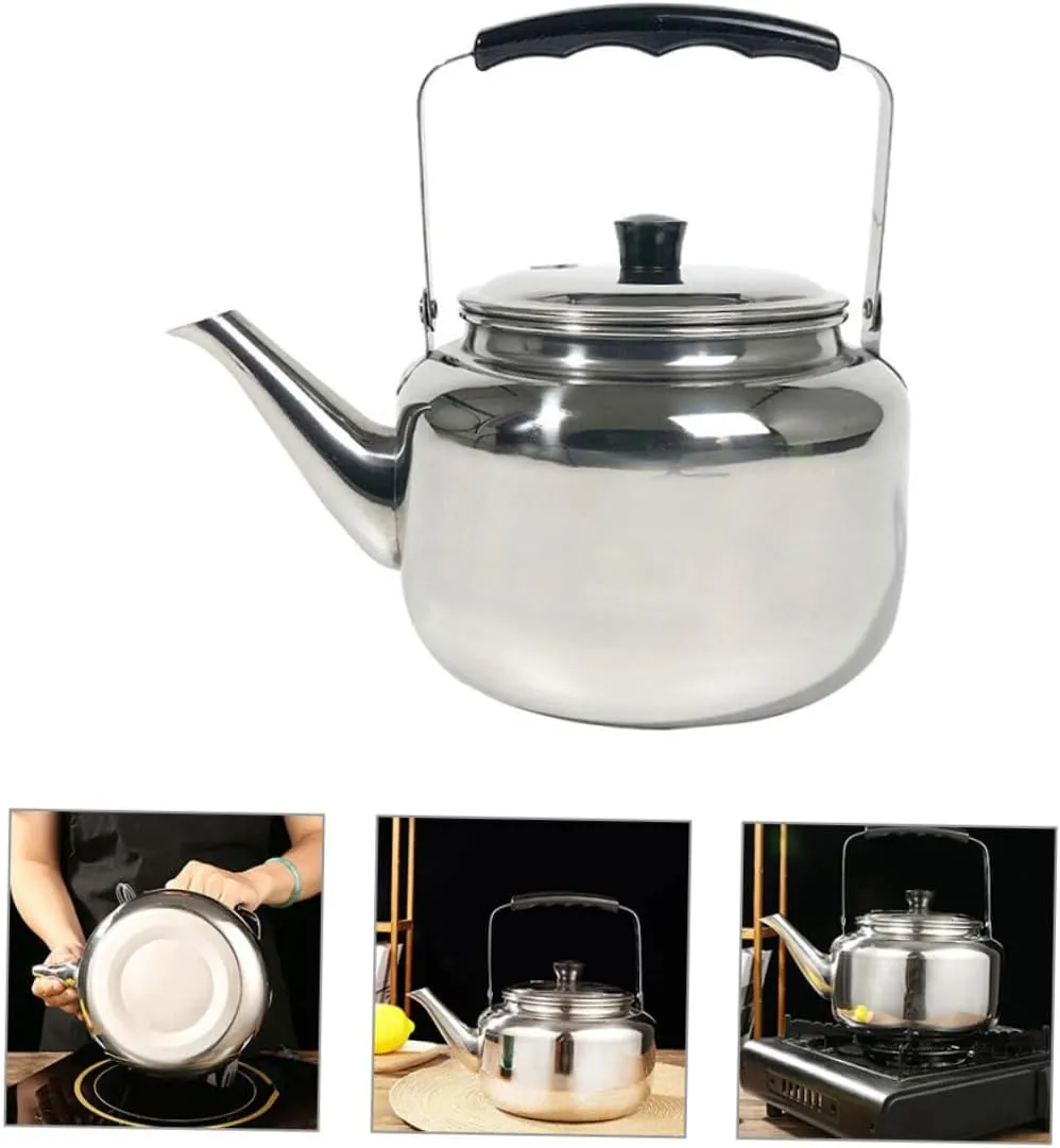 Alipis Kettle Stainless Steel Stovetop Pot for Outdoor Cooking Lightweight and Portable Design for Camping and Hiking for Boiling Water and Making Tea
