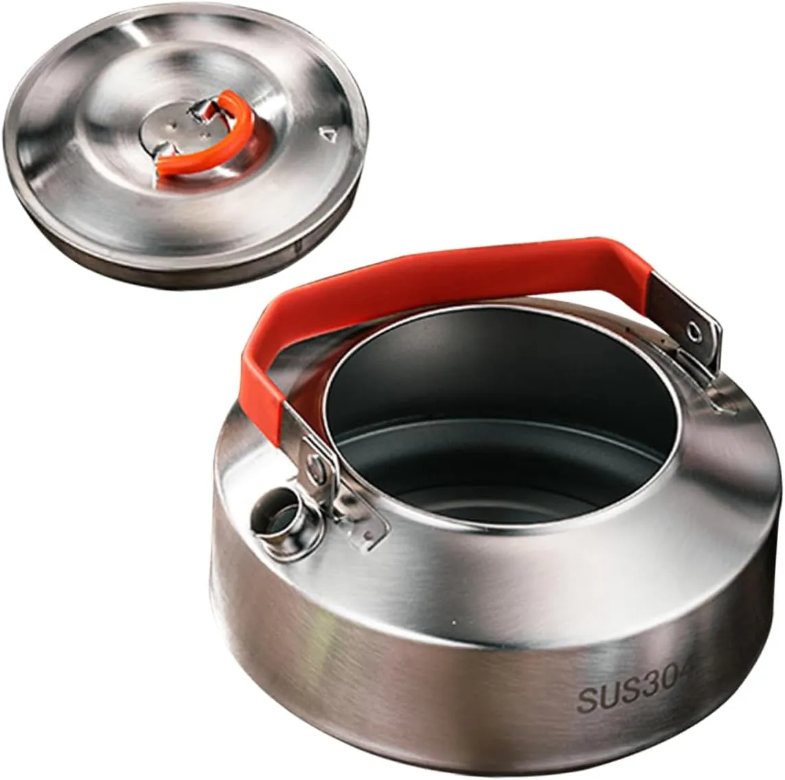 Alipis Stainless Steel Camping Kettle Pot Portable Stovetop Outdoor Cooking Accessory